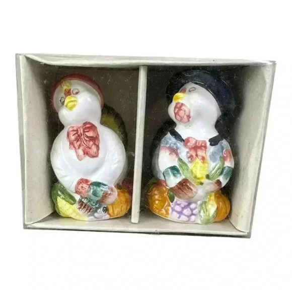 Vtg Mr & Mrs Pilgrim Turkey Salt & Pepper Shakers Thanksgiving Terry’s Village - Picture 1 of 8